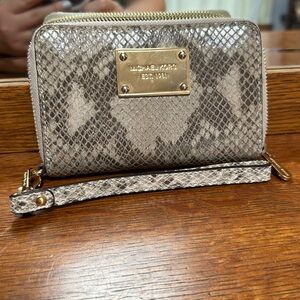 Michael Kors, grey snakeskin wristlet wallet